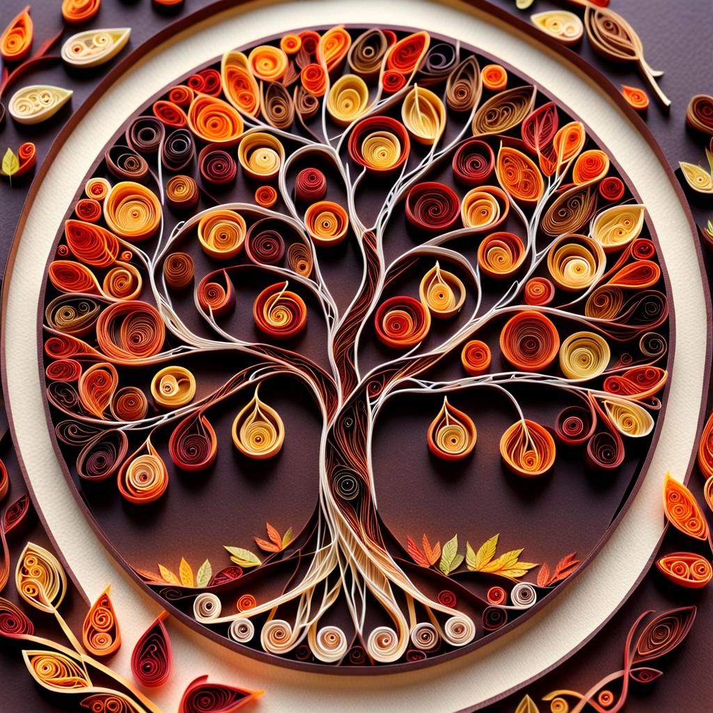 Tree of life made out of quilling papier in autumnal colours   by @Al_in_Tanzania