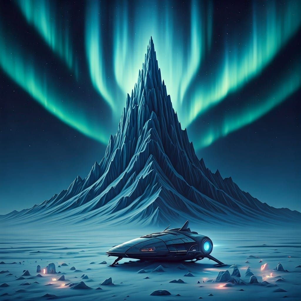 Ethereal Cosmic Landscape with Glowing Alien Runes