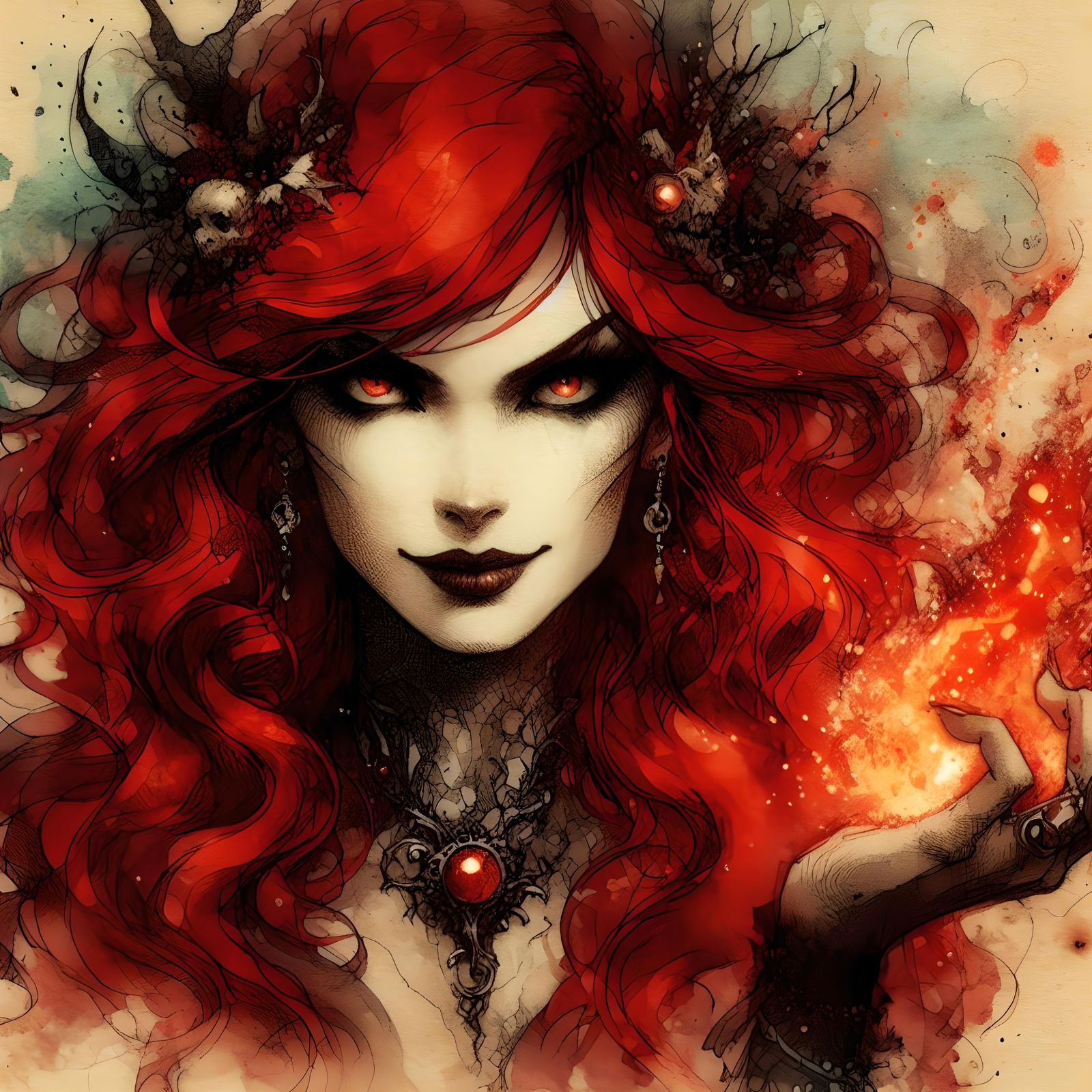 Fire witch - AI Generated Artwork - NightCafe Creator