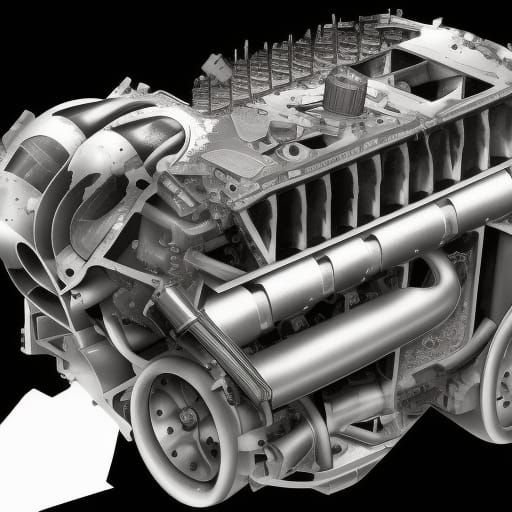 Engine intake Exploded view - AI Generated Artwork - NightCafe Creator