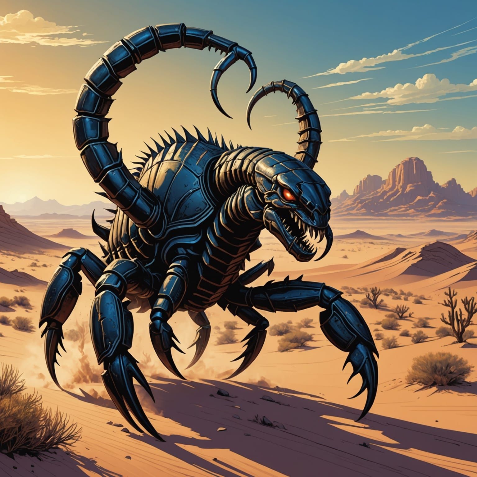 horror A giant scorpion with two large claws in an arid dese...