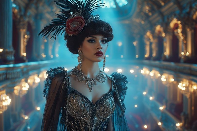 Glamorous Cabaret Dancer in Art Nouveau Style.
A glamorous c...