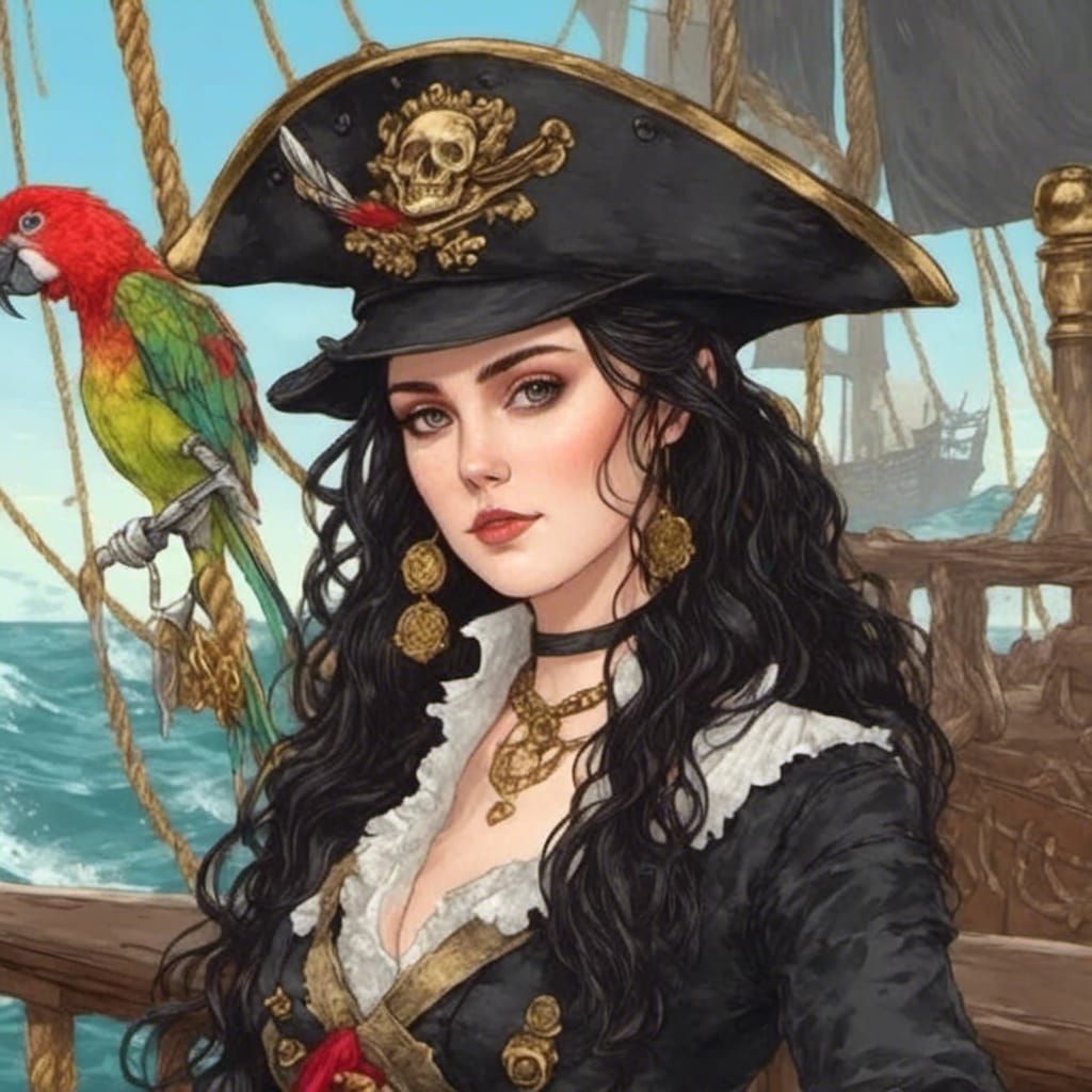portrait of <lora:Natalie Face:1.0> as a disney swashbucklin...
