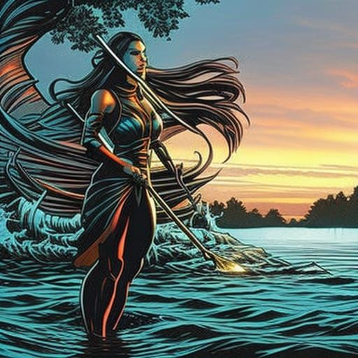 Miss Seward cleansing herself in the waters of Lake Minneton...