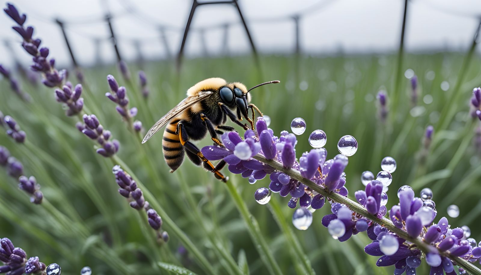 bee in a lavender field  by @Josh