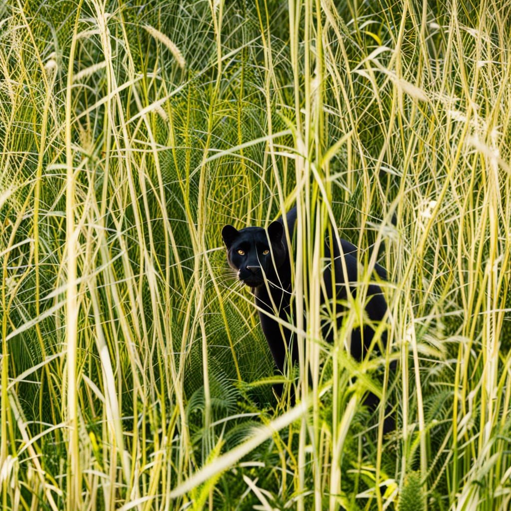 panther lurking in tall grass in England