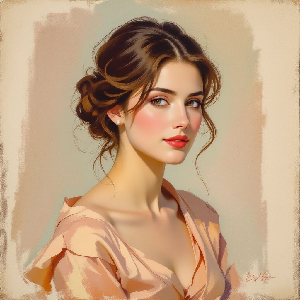 Impressionist portrait of a beautiful woman (2)