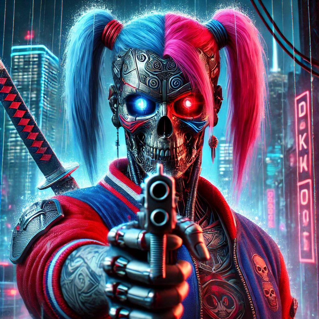 Cyberpunk Skull Warrior Holding a Gun | DALL-E 3 AI Image Pr...