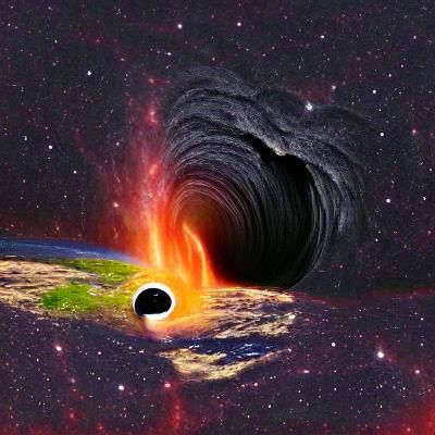 black hole absorbing earth