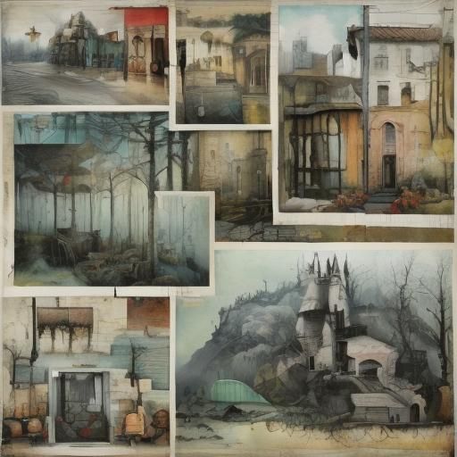 Male. Mixed media collage, Mindy Sommers, Cristina McAllister, Wendy Pini. <lora:GrimKey v8:1.0> 