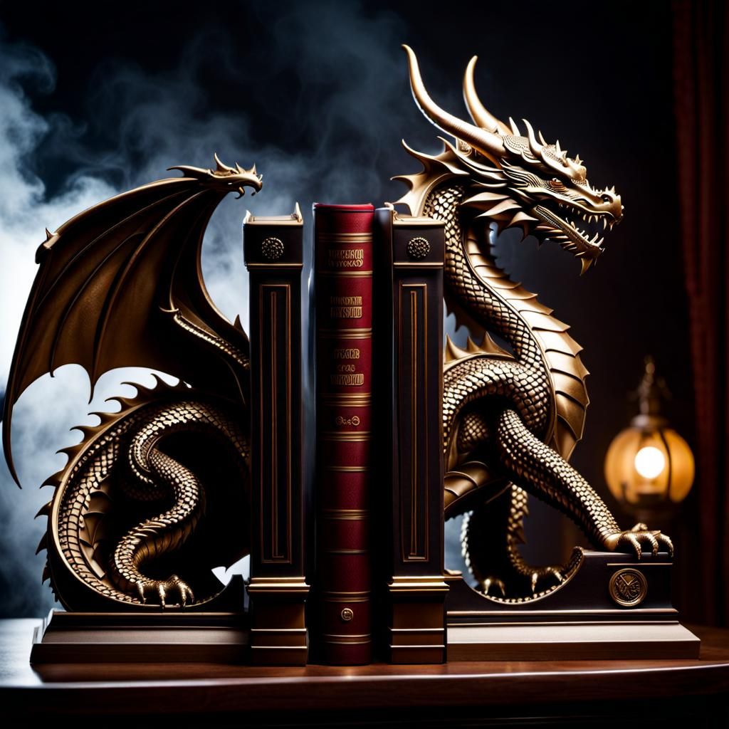 Dragon Bookends AI Generated Artwork NightCafe Creator