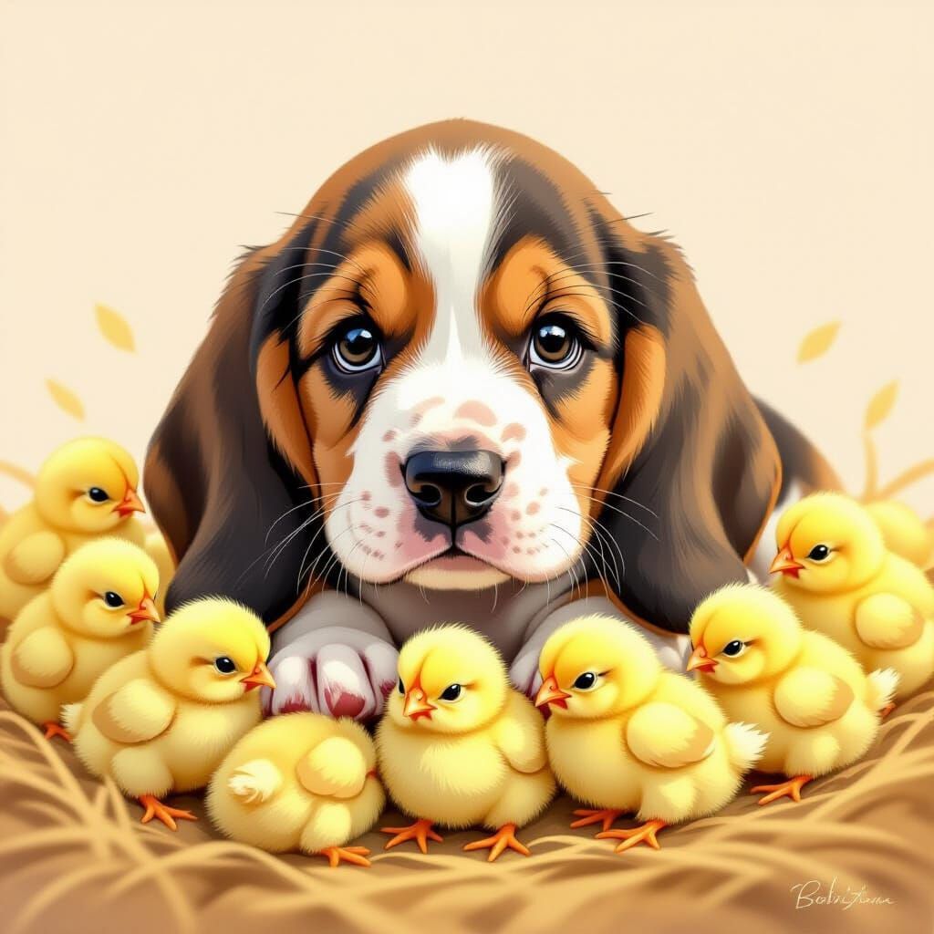 basset hounds cute sweet with little baby  by @beauty