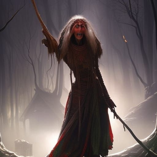 Baba Yaga in the haunted black forest - AI Generated Artwork ...