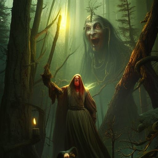 Baba Yaga in the haunted black forest - AI Generated Artwork ...