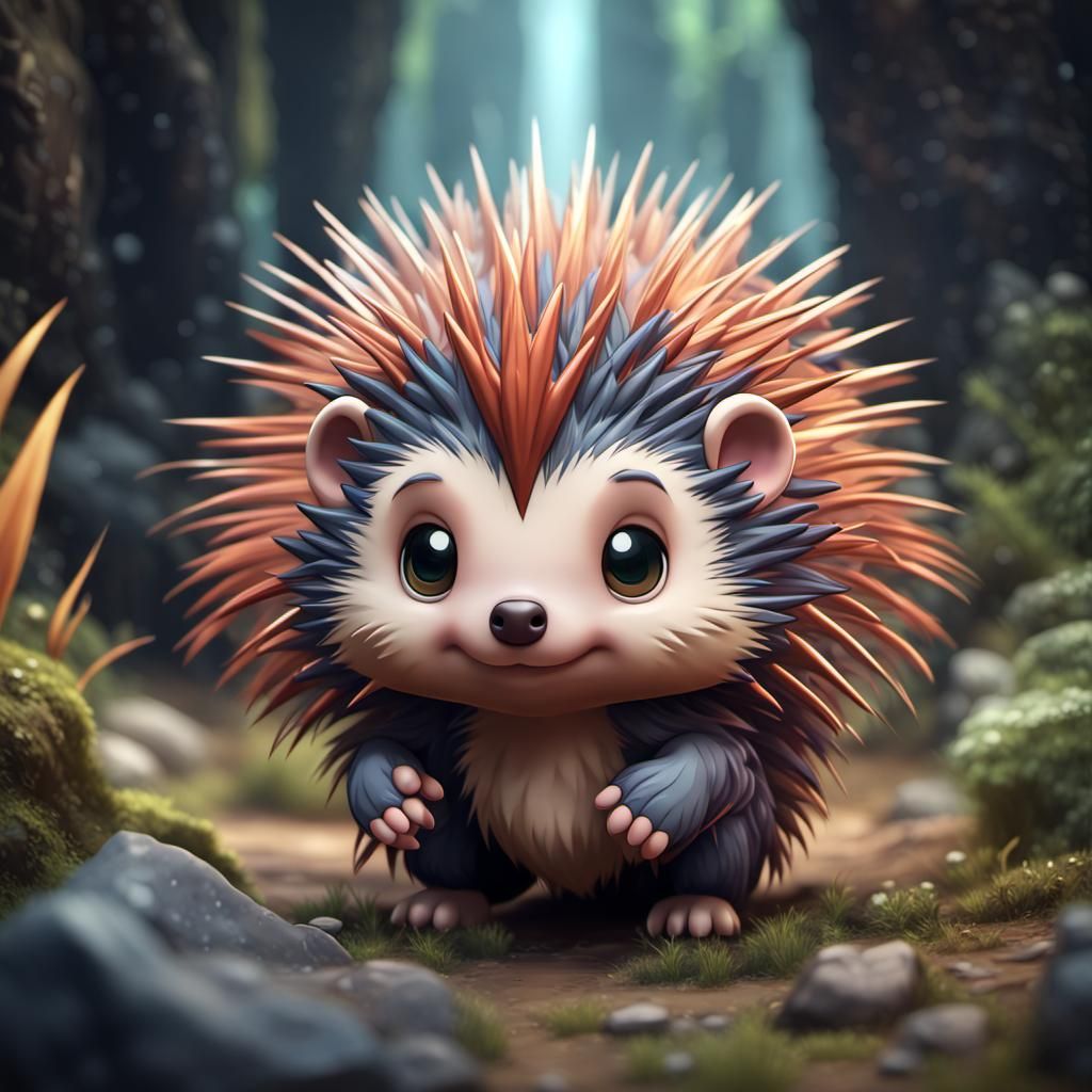 Cute chibi porcupine - AI Generated Artwork - NightCafe Creator