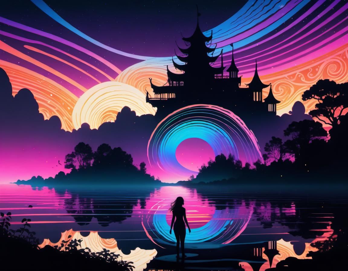 (gorgeous Insanely Detailed Silhouette Illustration:1.7): (colorful 