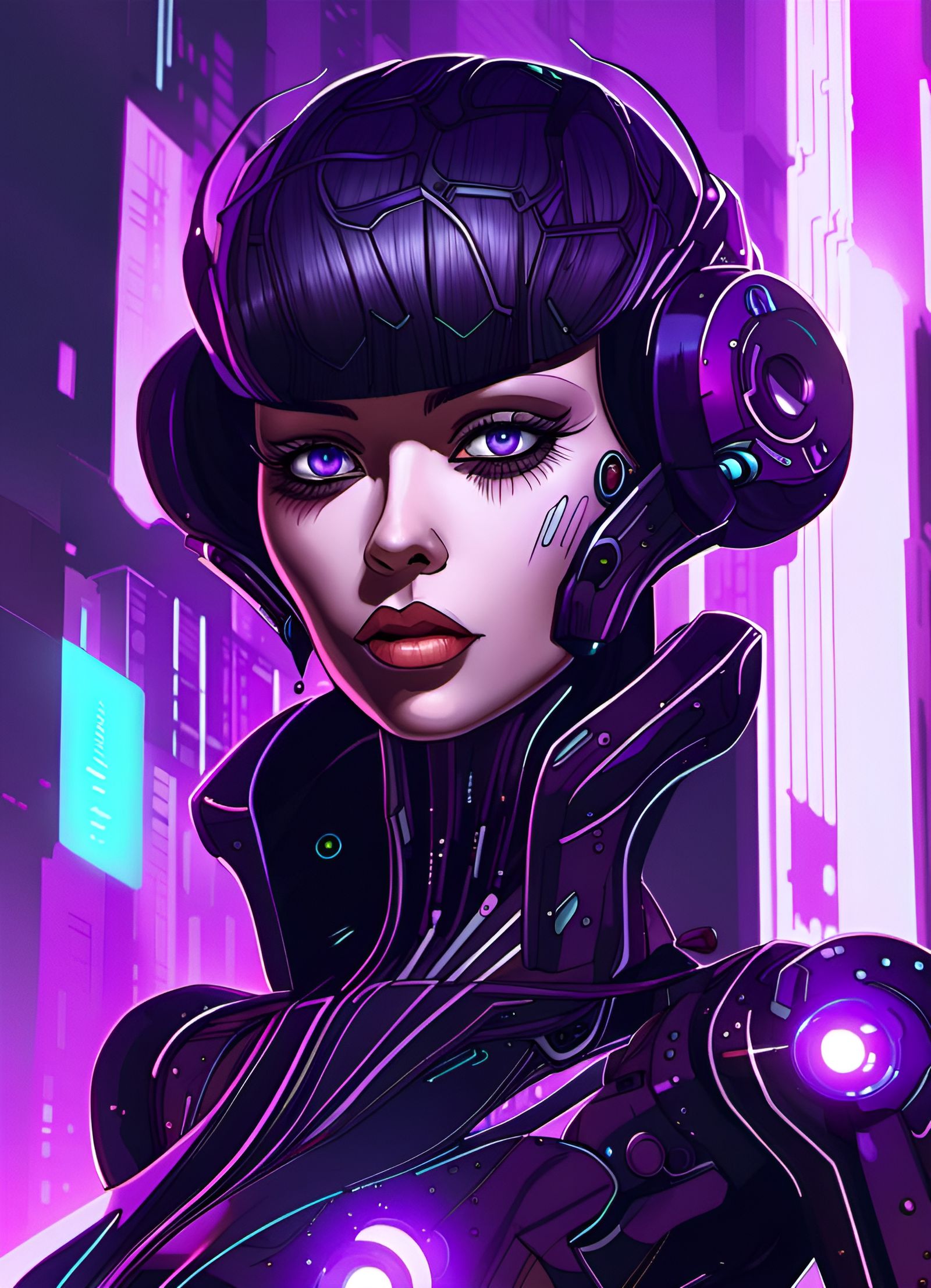 Purple gynoid - AI Generated Artwork - NightCafe Creator