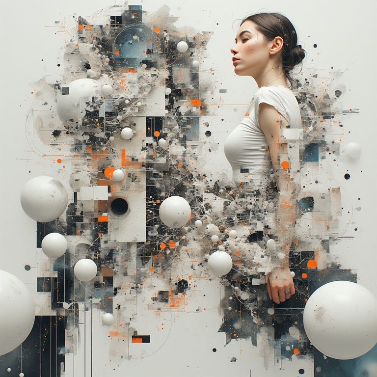 Side portrait with spheres