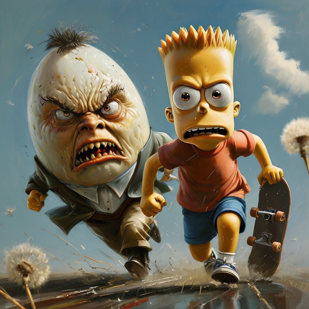 Angry egg chasing Bart Simpson. Challenge: Angry Eggs #10 - ...
