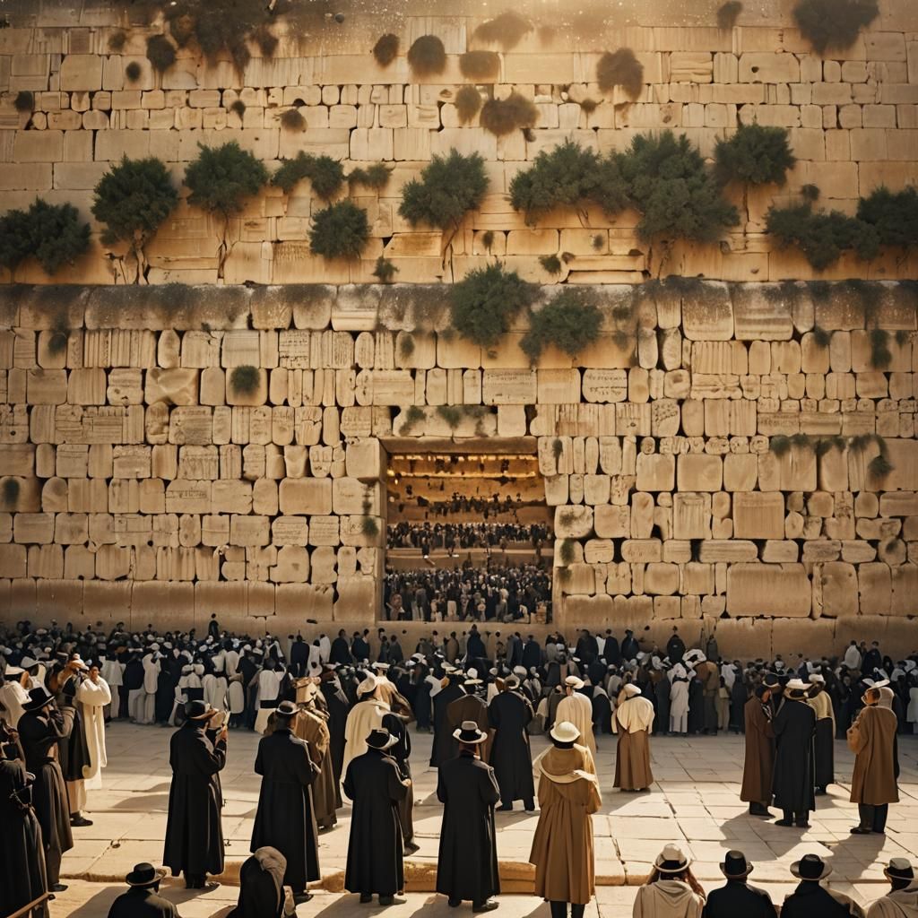 Ultra-Orthodox Jews Praying at Western Wall