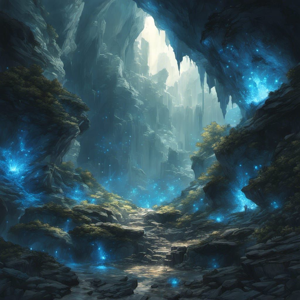 Blue Fairy Cave - Ai Generated Artwork - Nightcafe Creator