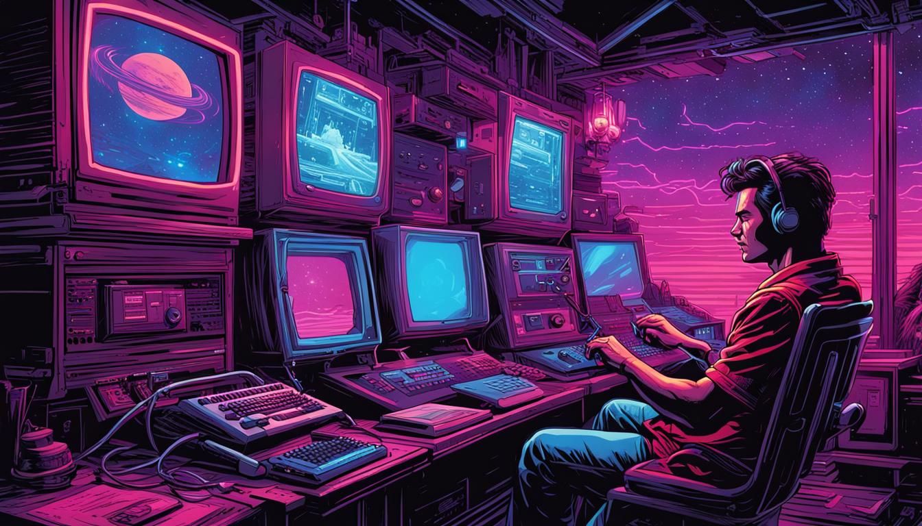 Excommunicate: Synthwave Neon Retro Comic Art