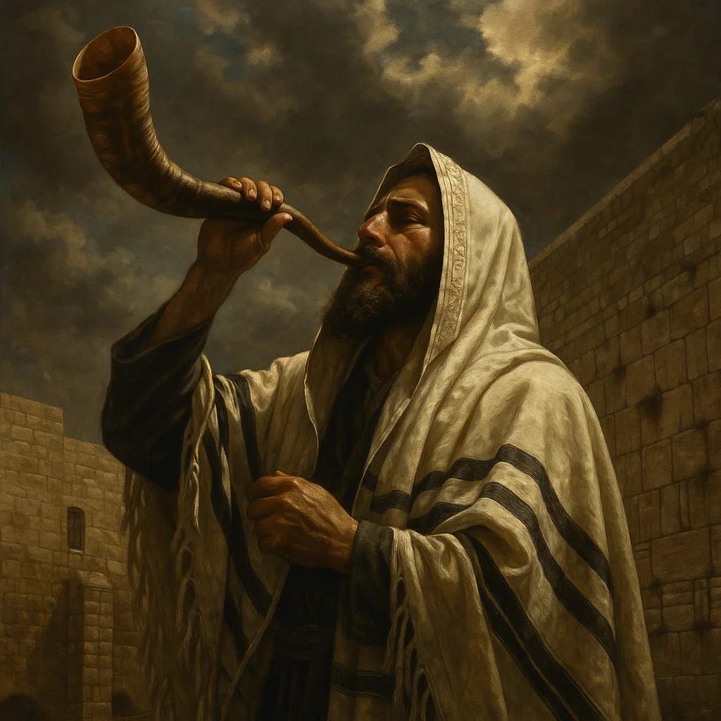 יהודי תוקע בשופר בכותל 2