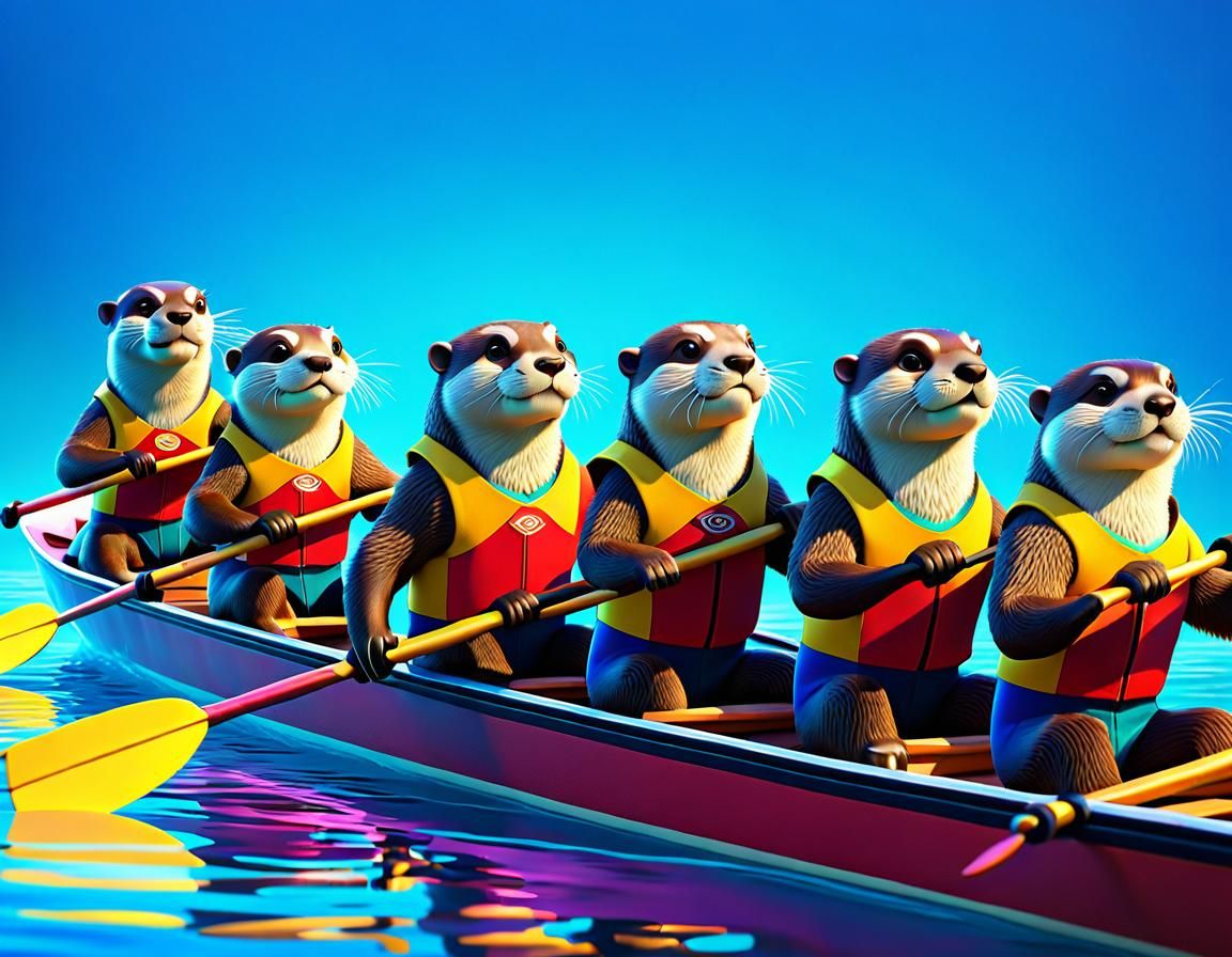 They Otter row faster!  by @Tiny Pearl Cat