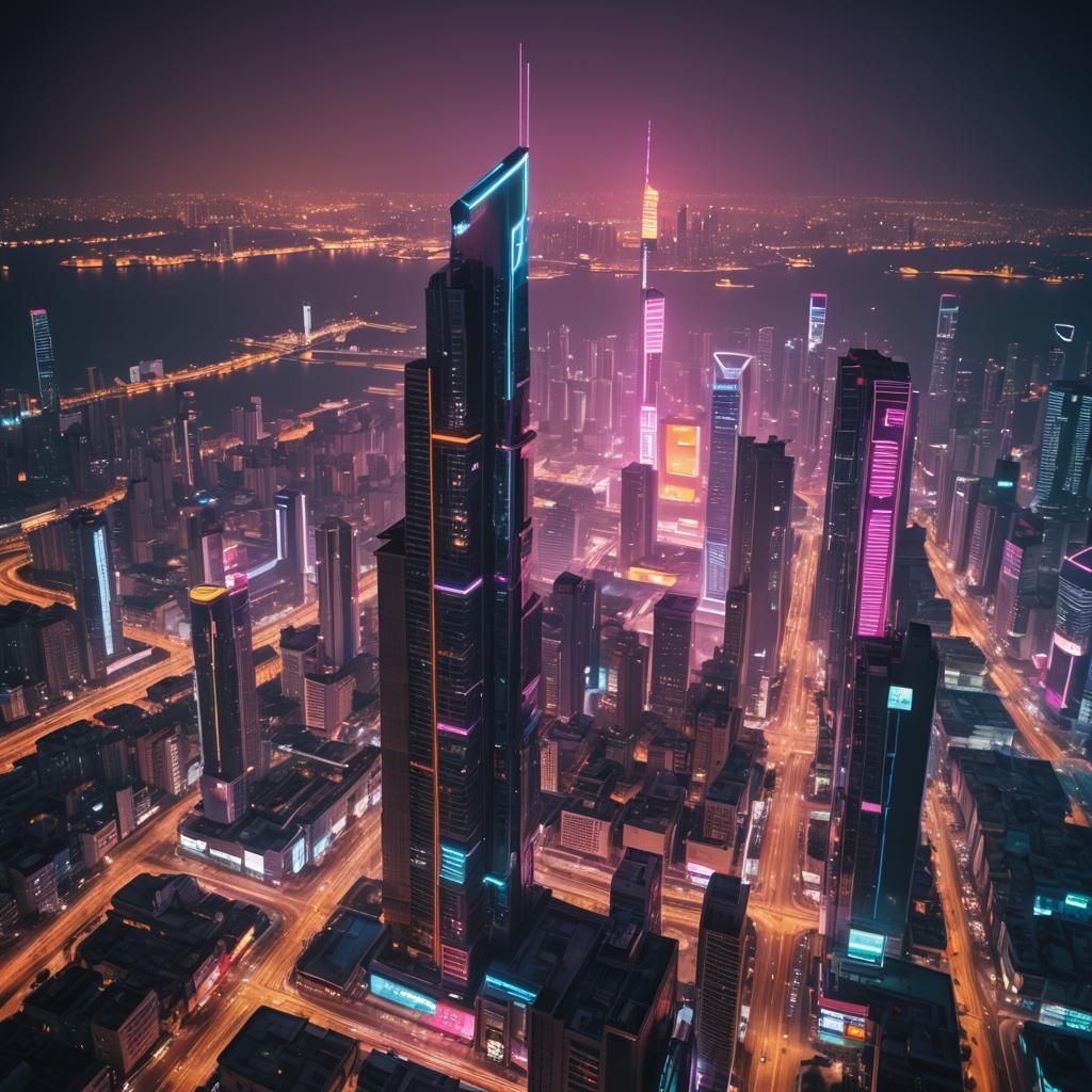 Cyberpunk 2099 Neon Cityscape in Tel Aviv