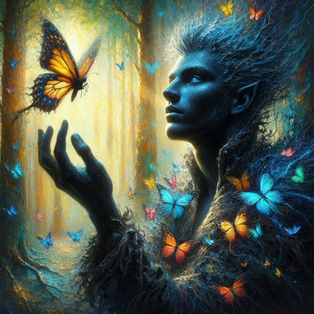 male fairy with butterfly