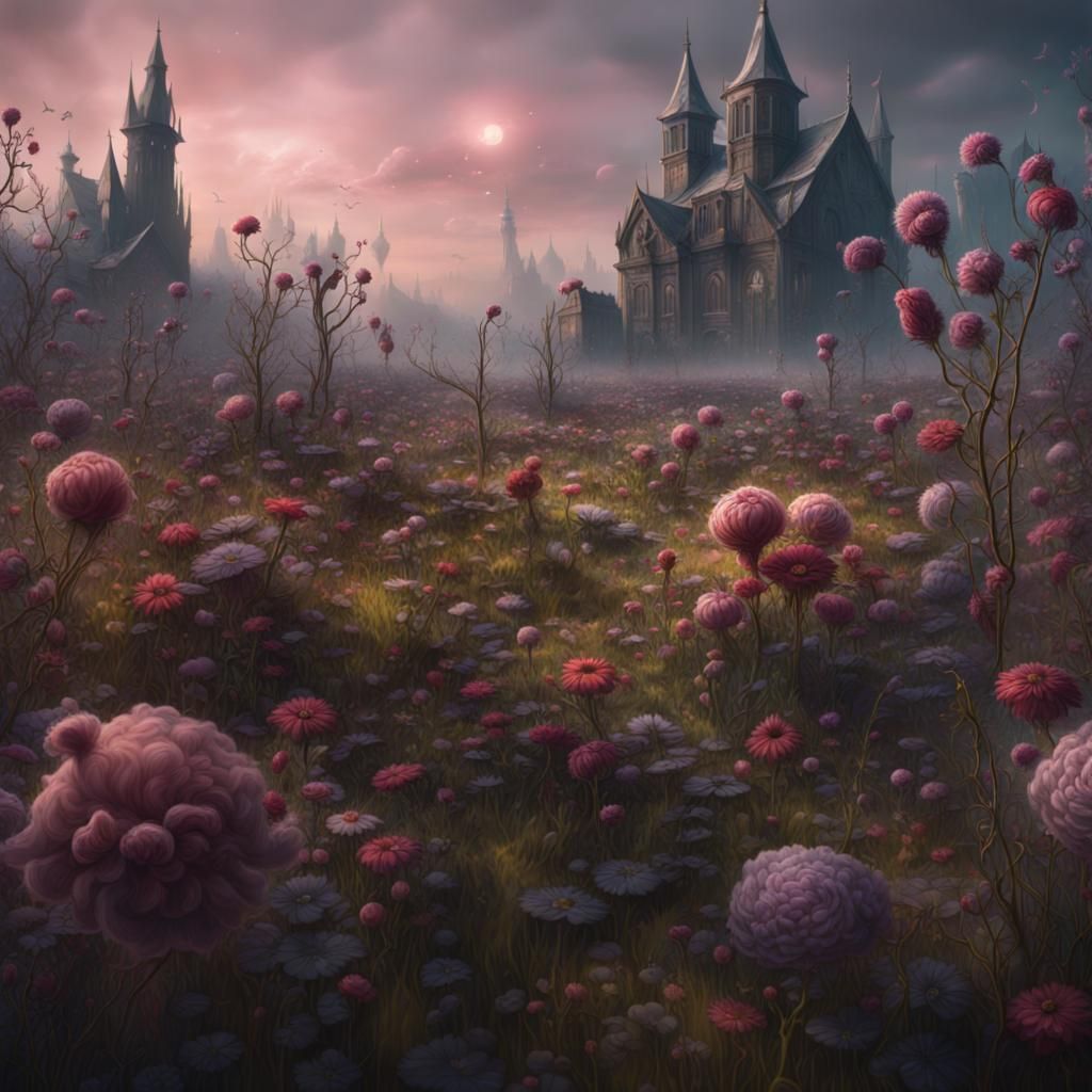 Meadow of creepy flowers