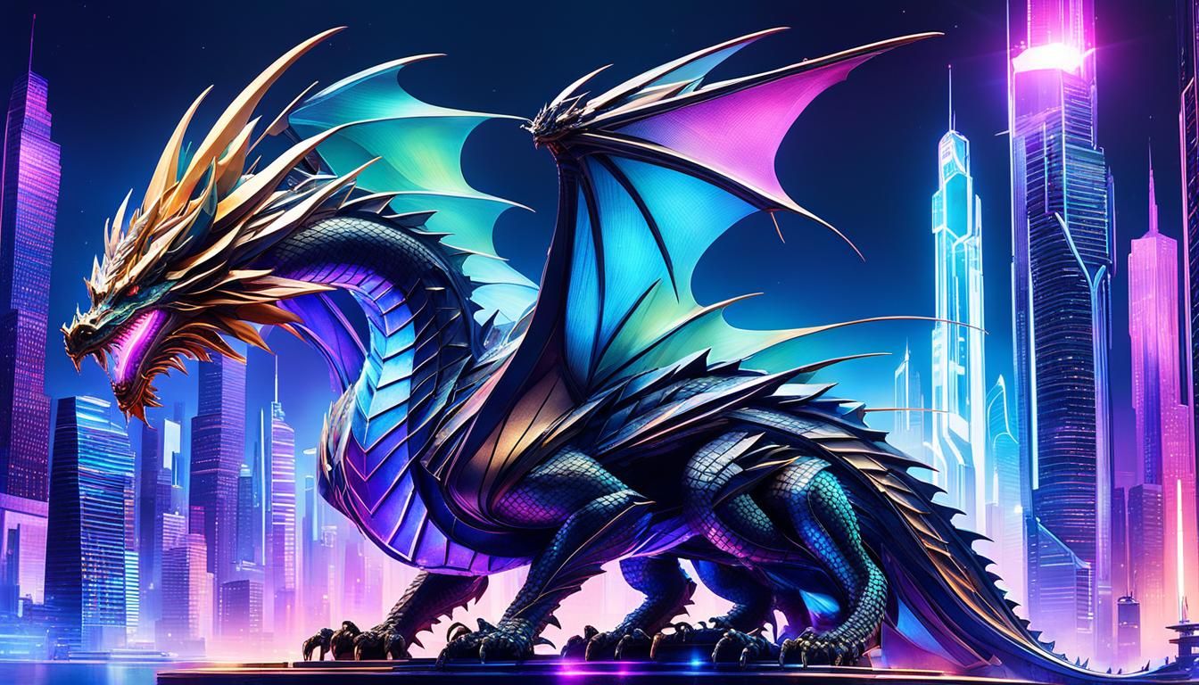 Dragon in a Futuristic Cityscape