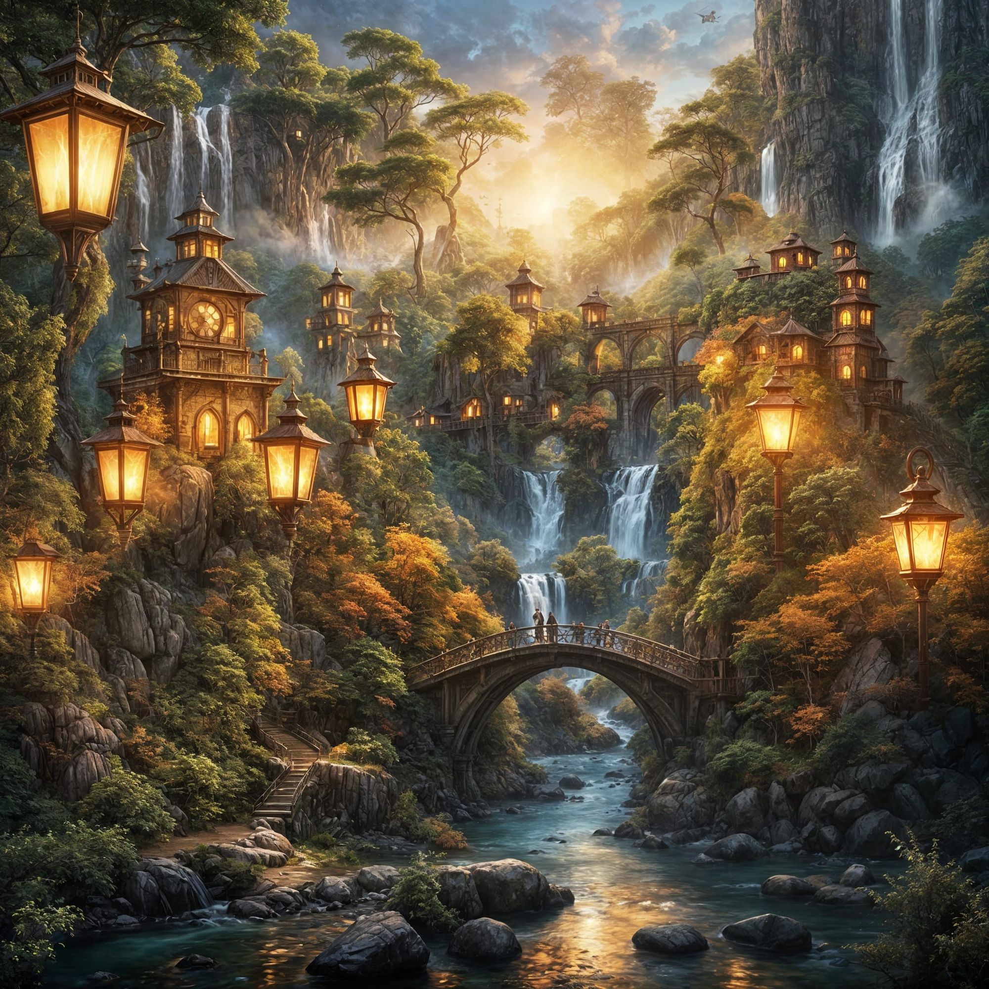 Fantasy Landscape Prompt – Trains, Planes, and Magical Forests

A highly detailed fantasy painting of a late afternoon landscape, dramatic a...