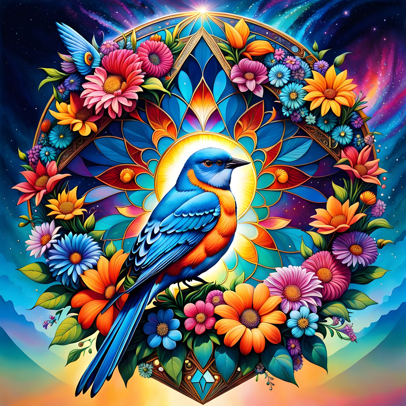 The Whimsical World of the Bluebird in a Kaleidoscope of Color  by @Rick Towers