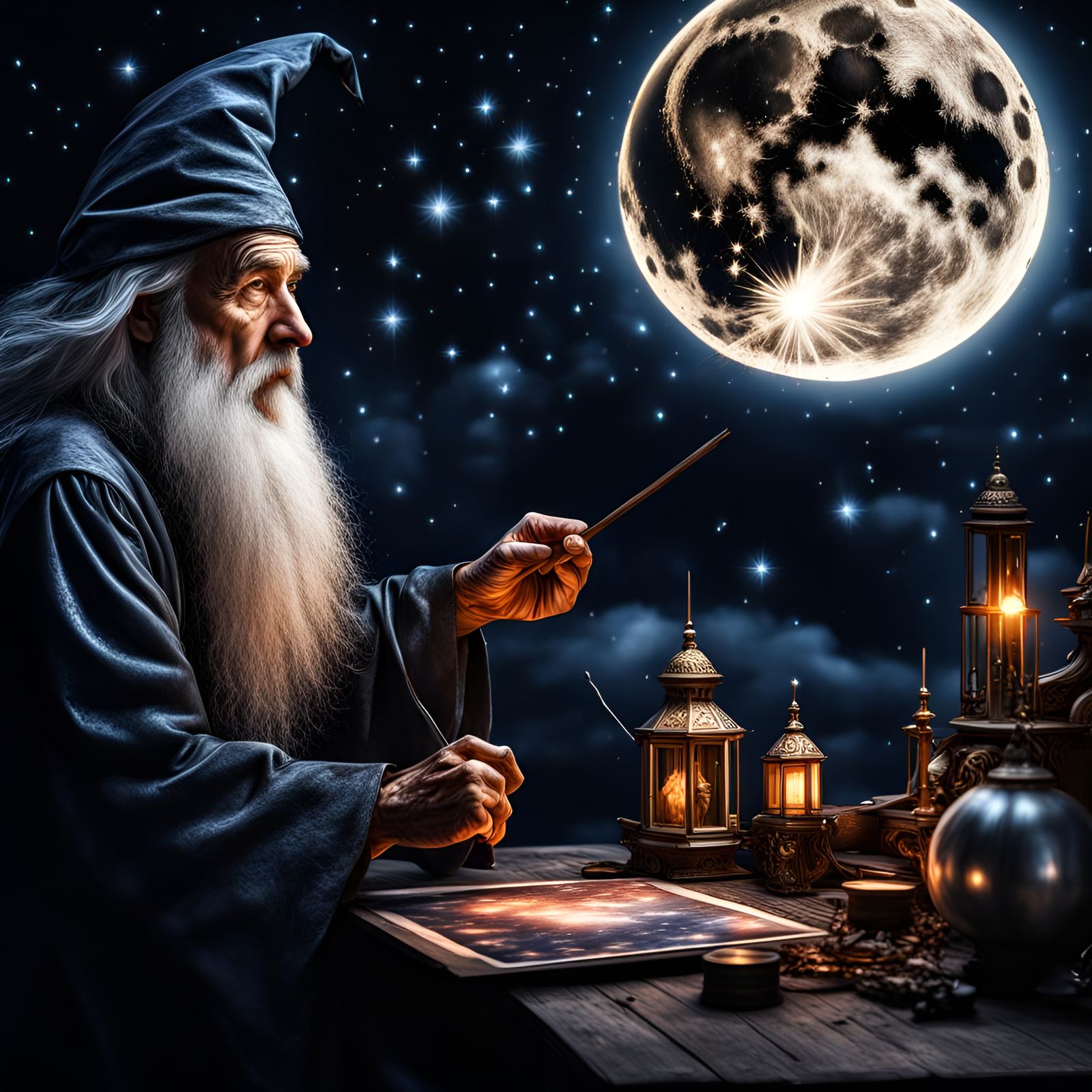 Wizard creating the night sky   by @Red
