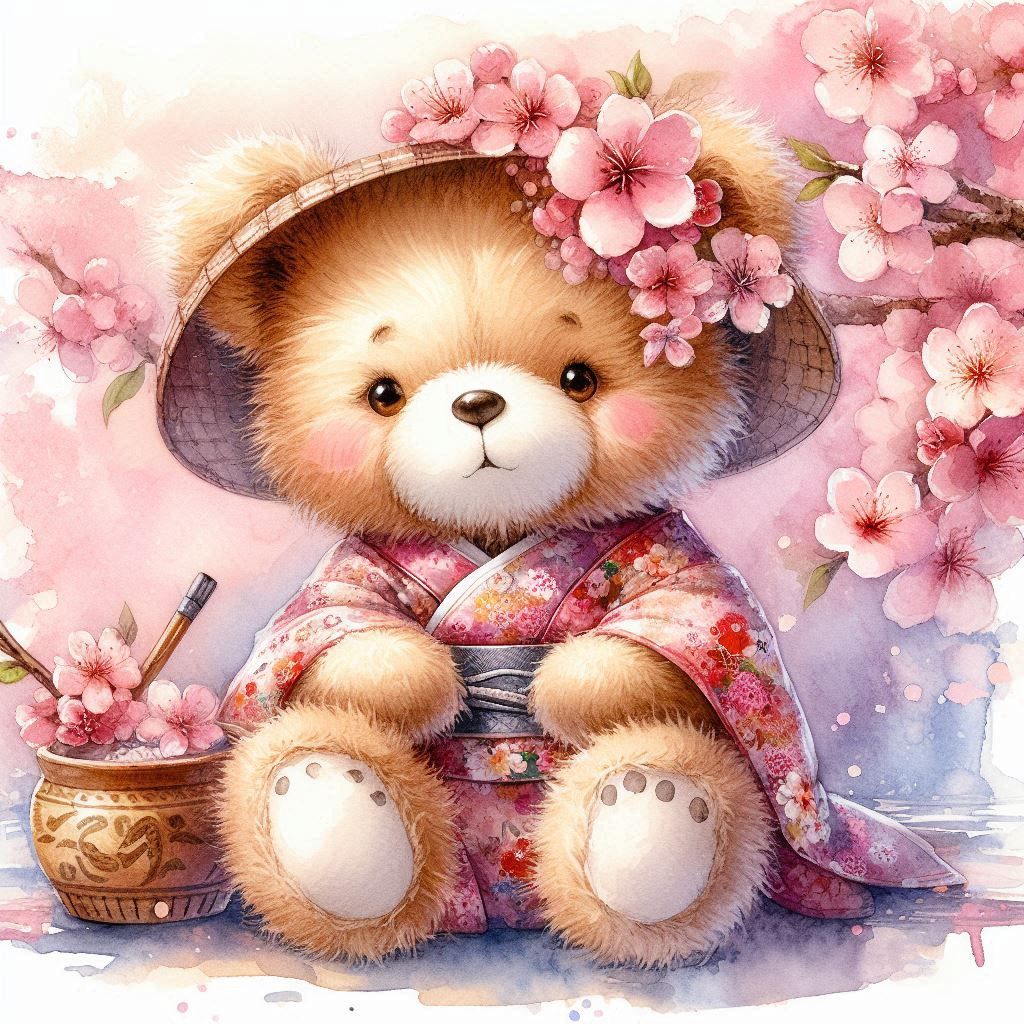 Cherry Blossom Kimono Teddy Bear