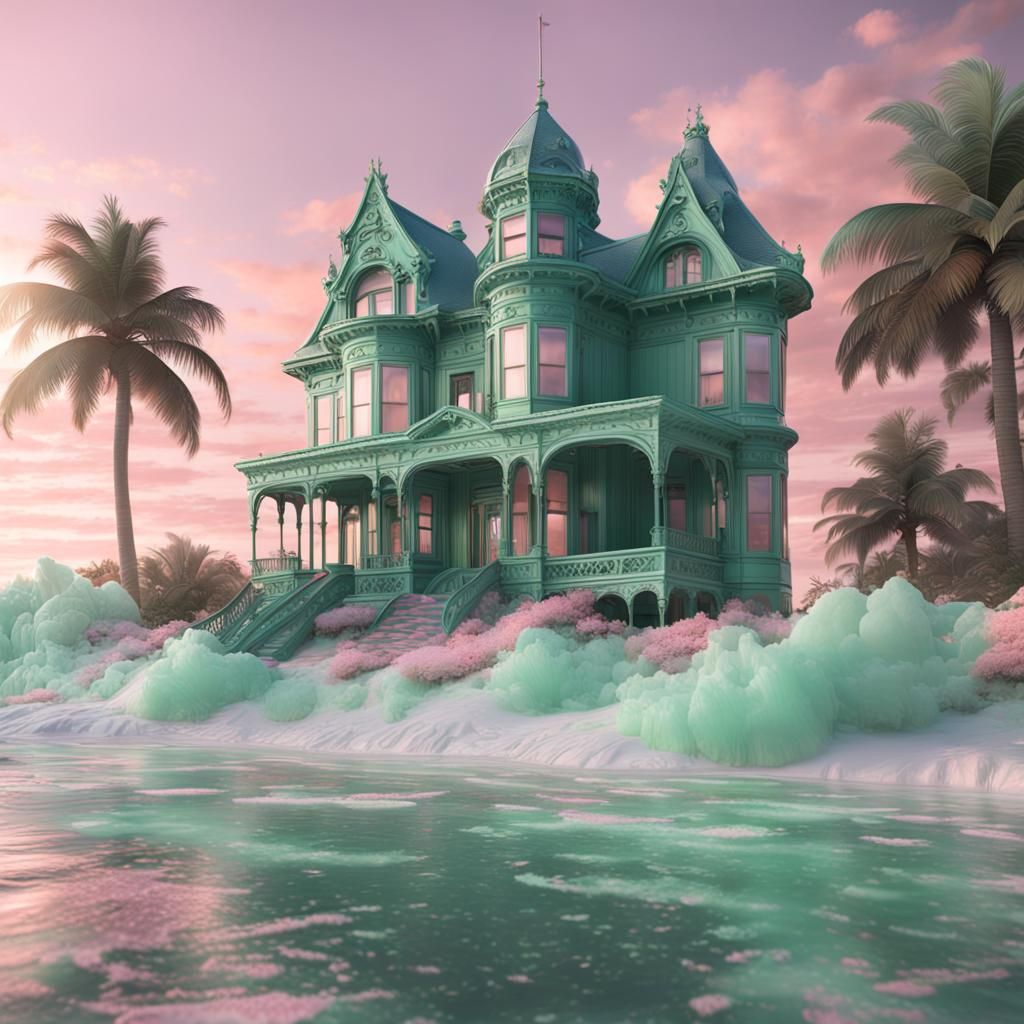 Queen Anne Mansion At The Beach - Ai Generated Artwork - Nightcafe Creator