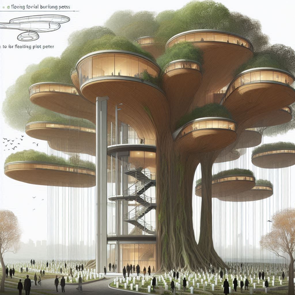 FLOATING CEMETARY PLOTS IN LARGE TREES TO SAVE GROUND SPACE
