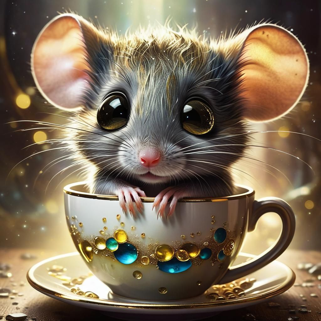 Cute mouse in a cup