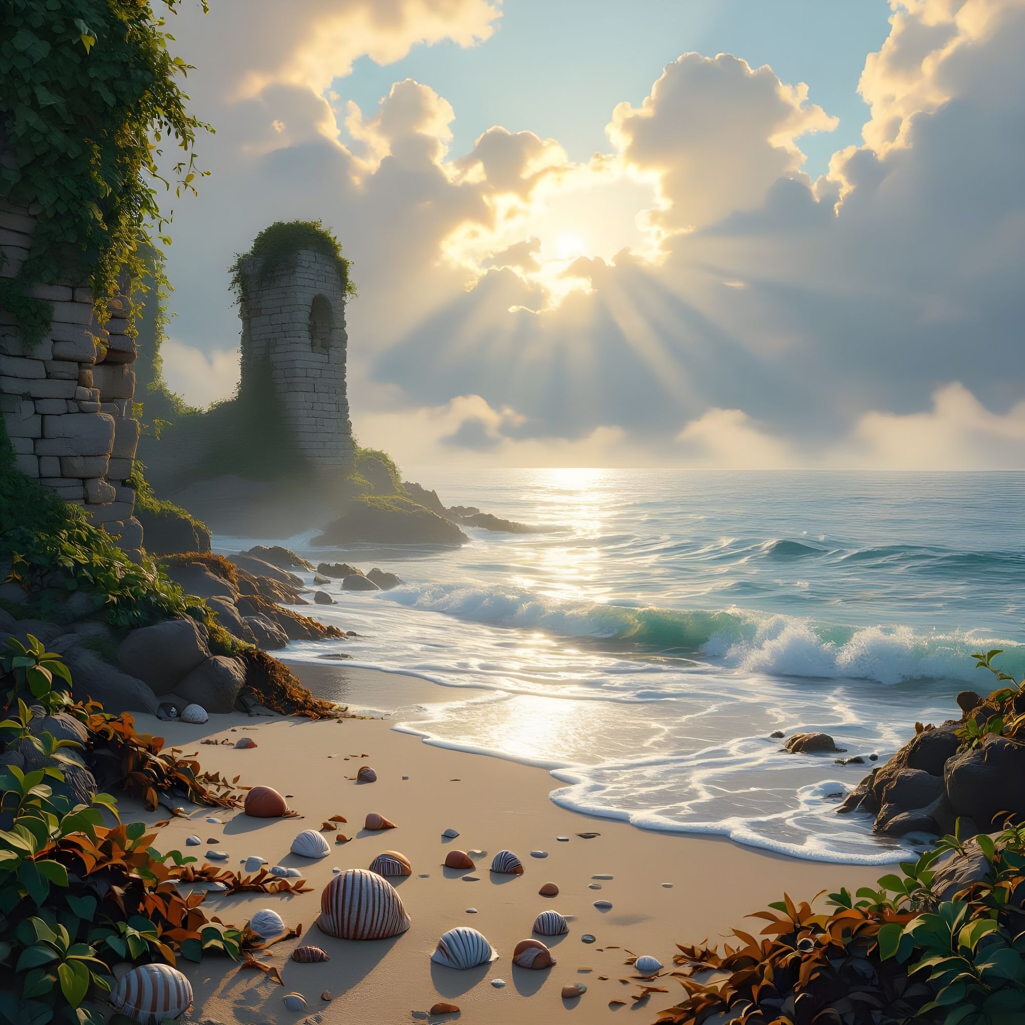 Mystical day at seaside ruins