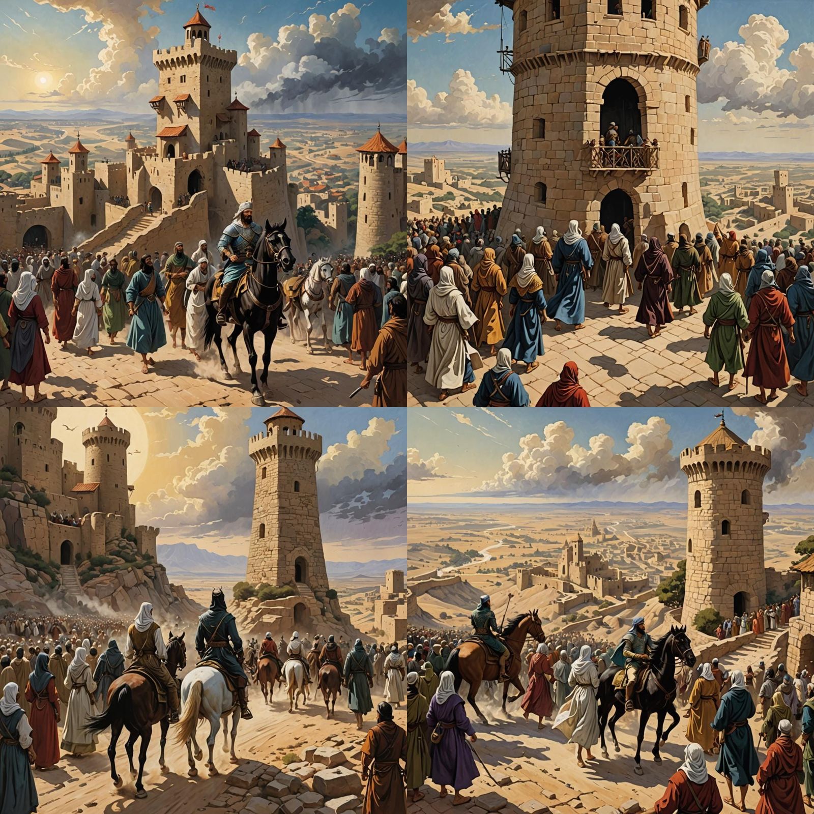 All along the watchtower
Princes kept the view
While all the...