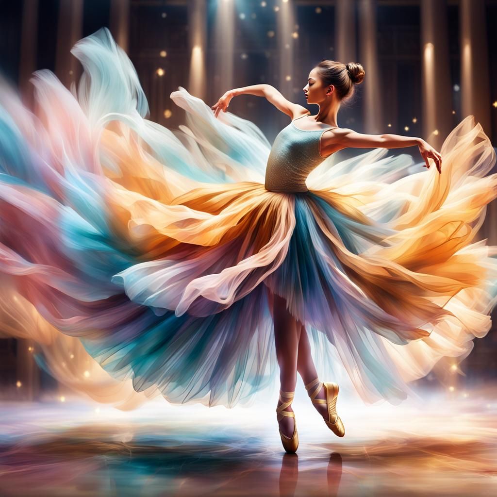 Балерина середнього стрибка, з струмуючою тканиною та елегантною формою.Оживіть рух і грацію танцюристів ...  by @Svitlana Popova