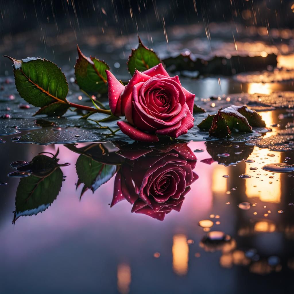 rose reflecting in a puddle  by @Espinado 