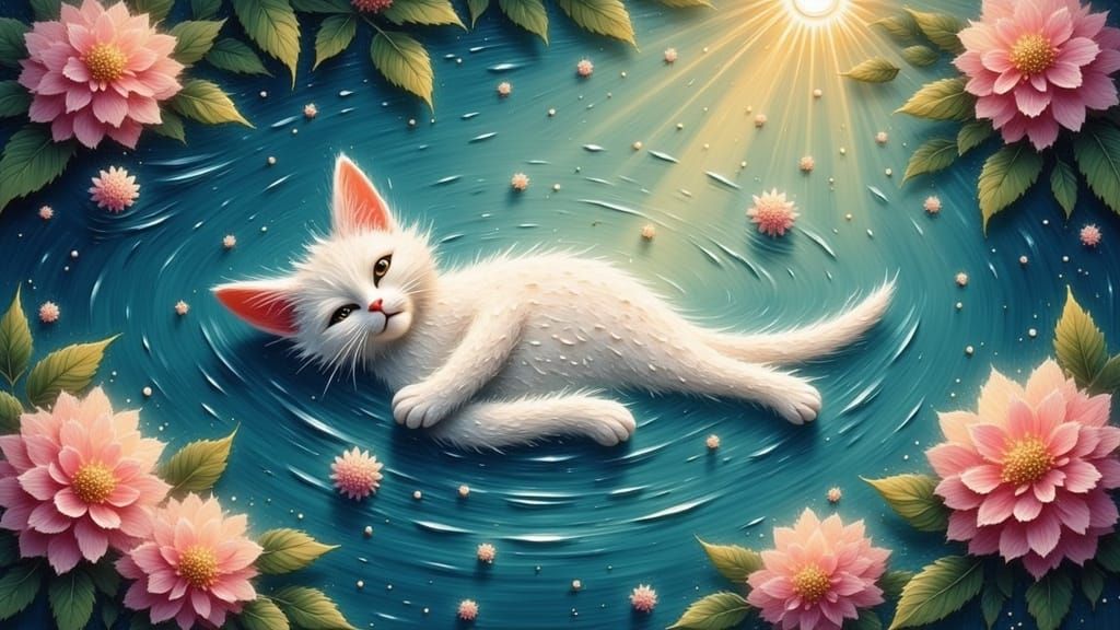 Cats_de lagon cristallin un chat à la dérive dans la floraison_021
