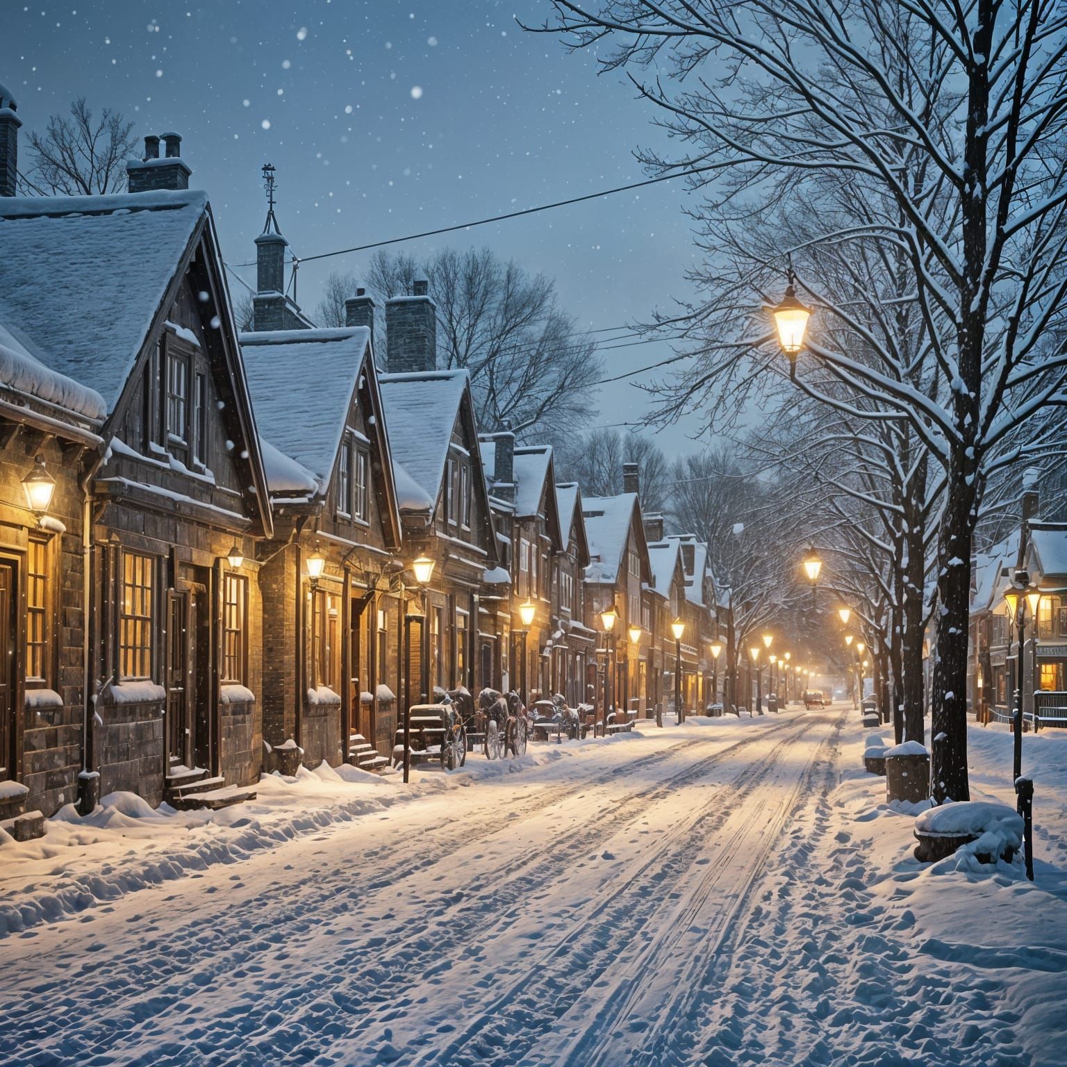 Snowy village   by @Hinata525