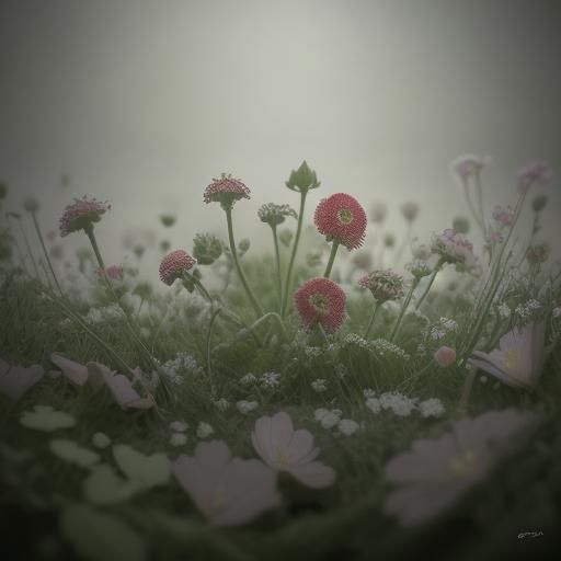 Strawberries and delicate flowers at the bottom of my garden