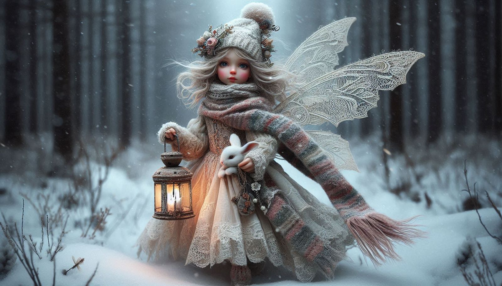 Winter Fairy with rabbit 4