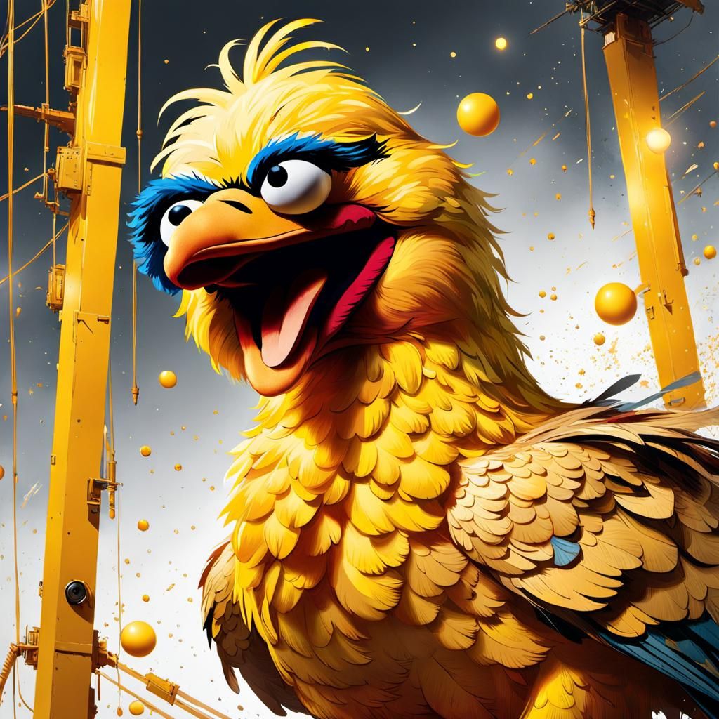 Big Bird Action Shot: Manga Illustration