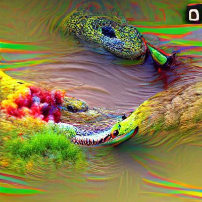 crocodile eating a snake 8k resolution colourful