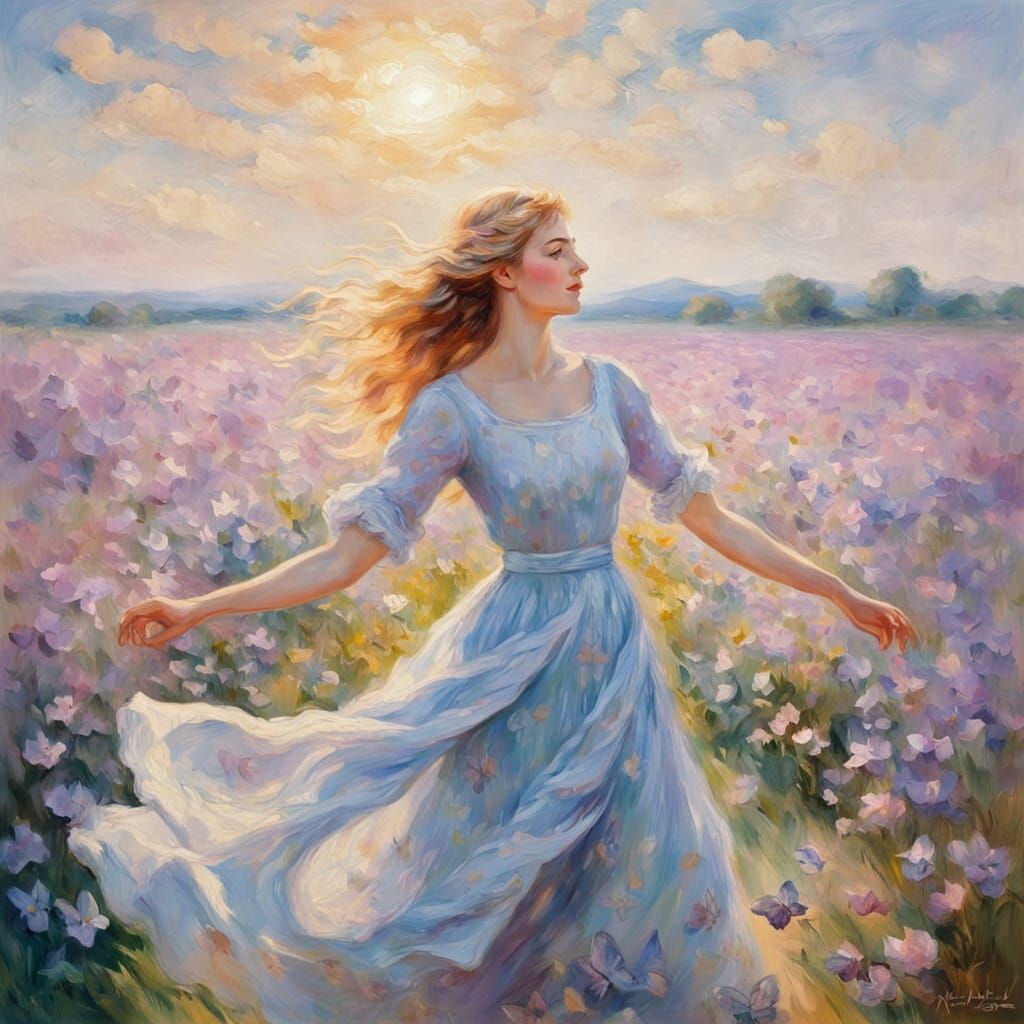 Serene Summer Dance in Vibrant Blooms